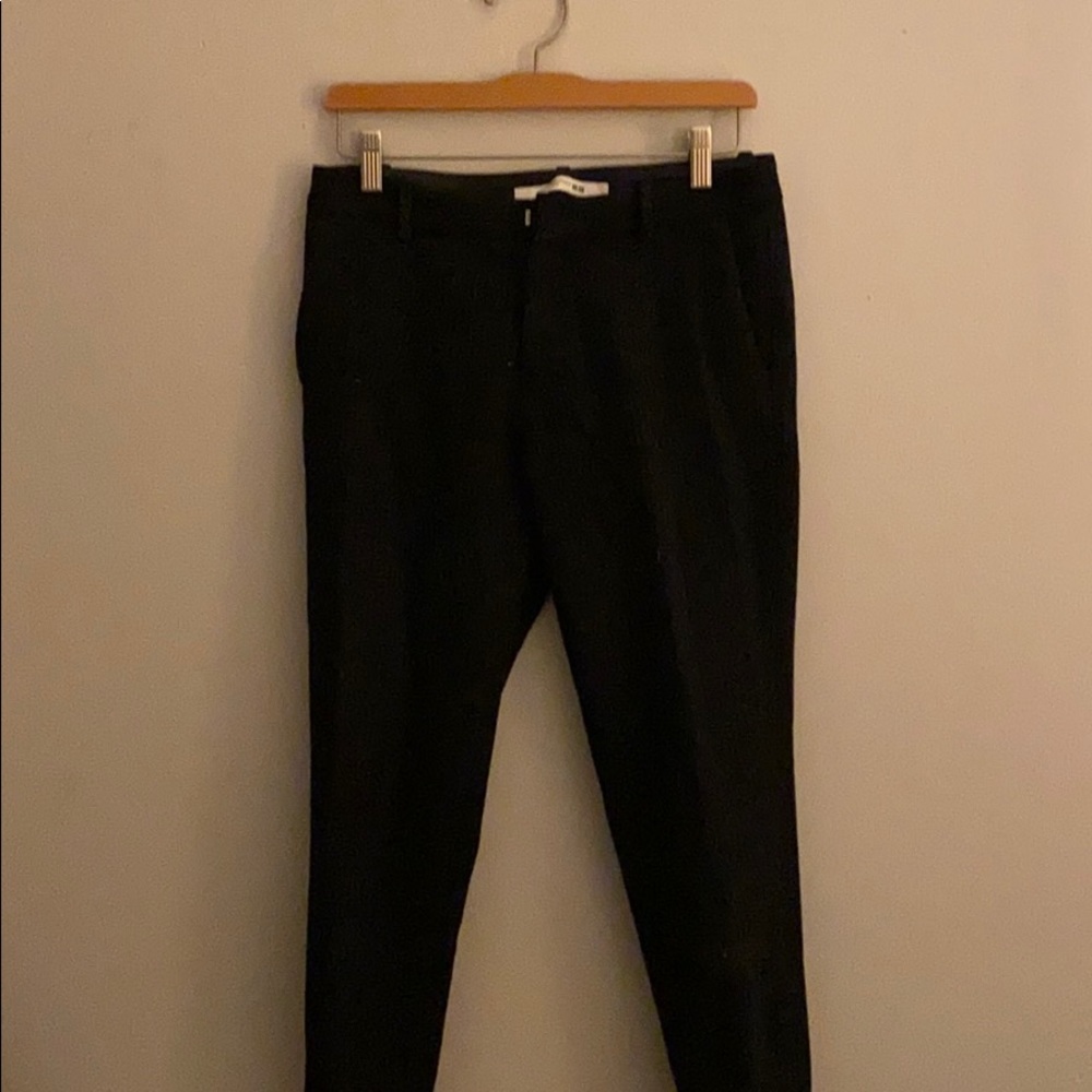 Carine Roitfeld Black stripe wool blend trousers